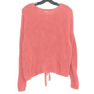 Lucky Brand Sweater Feminine Minimalist Coquette Cottage Cozy Lace Up Medium